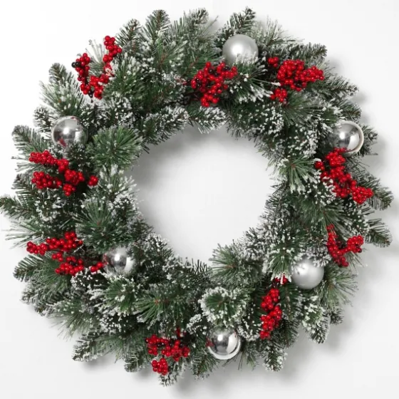 Glitter Pine Wreath With Berries And Ornaments-Kirkland's Home Best