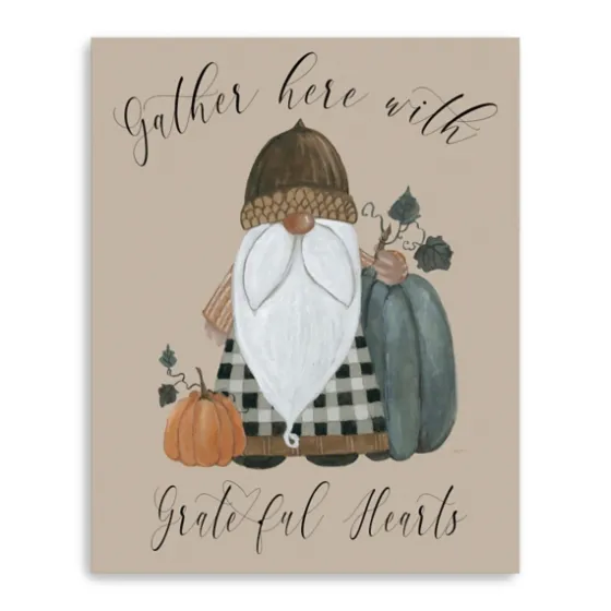 Gnome Pumpkin Grateful Hearts Giclee Canvas Print-Kirkland's Home Best