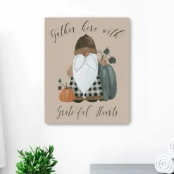 Gnome Pumpkin Grateful Hearts Giclee Canvas Print-Kirkland's Home Best
