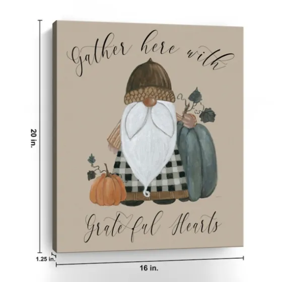 Gnome Pumpkin Grateful Hearts Giclee Canvas Print-Kirkland's Home Best