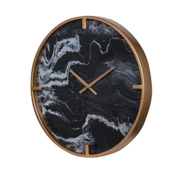 Gold And Black Marble Face Wall Clock-Kirkland's Home Clearance