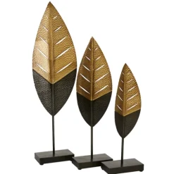 Gold And Black Metal Leaf Statues, Set Of 3-Kirkland's Home Hot