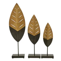 Gold And Black Metal Leaf Statues, Set Of 3-Kirkland's Home Hot