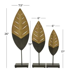 Gold And Black Metal Leaf Statues, Set Of 3-Kirkland's Home Hot