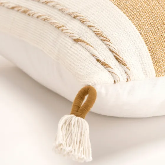 Gold And Ivory Color Block Pillow-Kirkland's Home Clearance