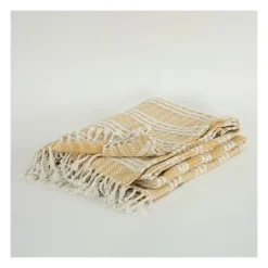 Gold And Ivory Striped Cotton Throw-Kirkland's Home Discount