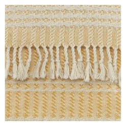 Gold And Ivory Striped Cotton Throw-Kirkland's Home Discount