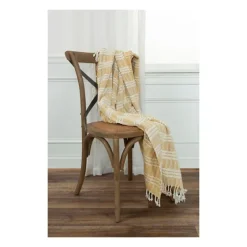 Gold And Ivory Striped Cotton Throw-Kirkland's Home Discount