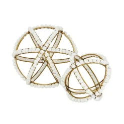 Gold And Ivory Wooden Bead 2-Pc. Orb Set-Kirkland's Home Online