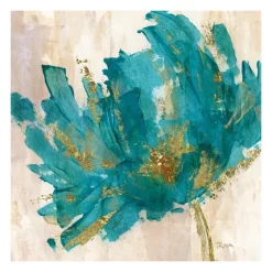 Gold And Turquoise Flower Giclee Canvas Art Print-Kirkland's Home Outlet