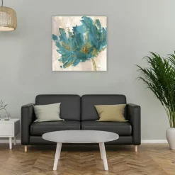 Gold And Turquoise Flower Giclee Canvas Art Print-Kirkland's Home Outlet