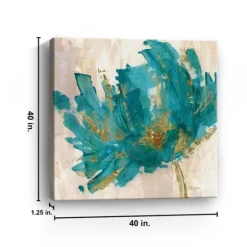 Gold And Turquoise Flower Giclee Canvas Art Print-Kirkland's Home Outlet