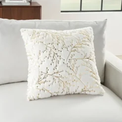 Gold Branches Faux Fur Throw Pillow-Kirkland's Home Shop