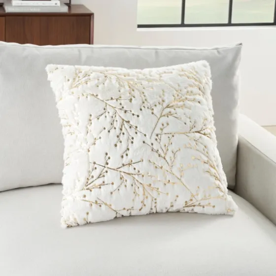 Gold Branches Faux Fur Throw Pillow-Kirkland's Home Shop
