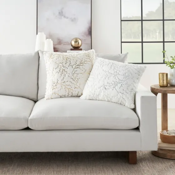 Gold Branches Faux Fur Throw Pillow-Kirkland's Home Shop