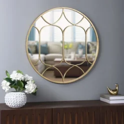 Gold Circular Inset Round Wall Mirror-Kirkland's Home Shop
