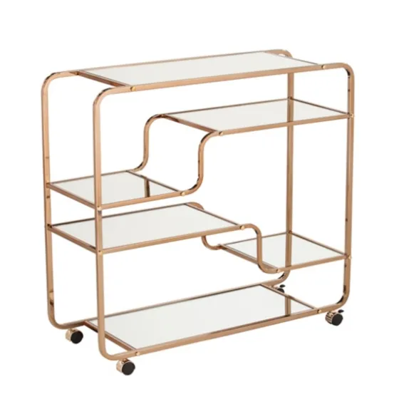 Gold Curved Metal Mirrored Bar Cart-Kirkland's Home Cheap
