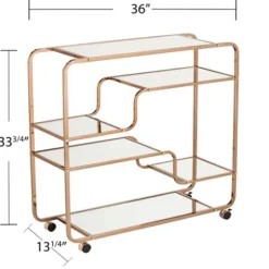 Gold Curved Metal Mirrored Bar Cart-Kirkland's Home Cheap