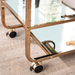 Gold Curved Metal Mirrored Bar Cart-Kirkland's Home Cheap