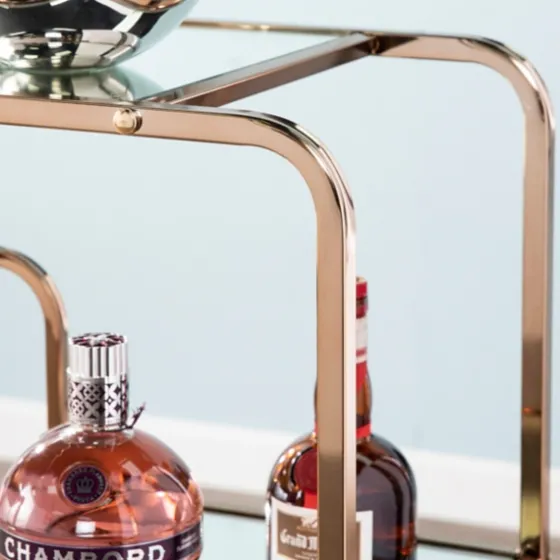Gold Curved Metal Mirrored Bar Cart-Kirkland's Home Cheap
