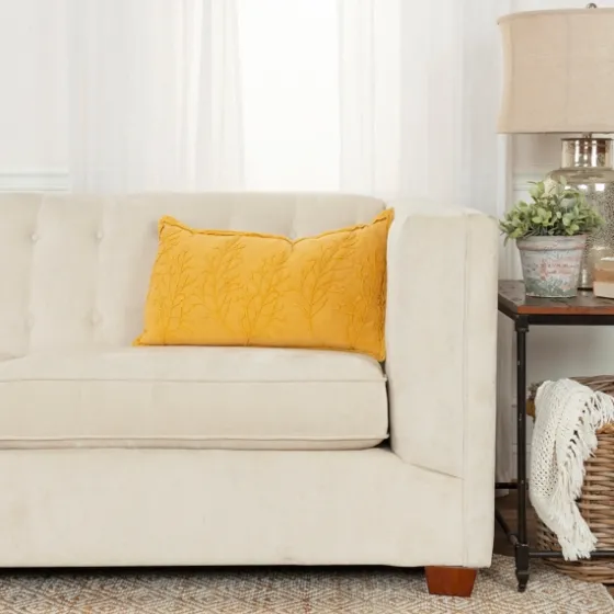 Gold Embroidered Botanical Pillow-Kirkland's Home Shop