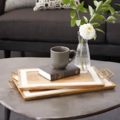 Gold Flat Enamel Trim 2-Pc. Decorative Tray Set-Kirkland's Home Discount