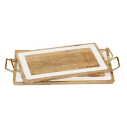 Gold Flat Enamel Trim 2-Pc. Decorative Tray Set-Kirkland's Home Discount