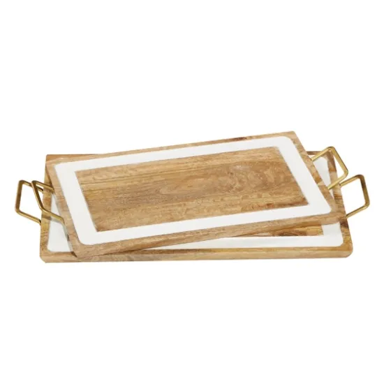 Gold Flat Enamel Trim 2-Pc. Decorative Tray Set-Kirkland's Home Discount
