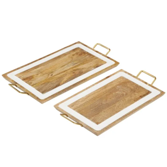Gold Flat Enamel Trim 2-Pc. Decorative Tray Set-Kirkland's Home Discount