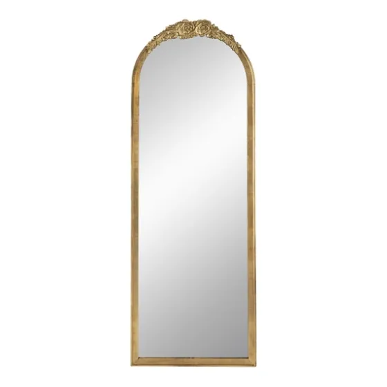 Gold Floral Top Arch Frame Floor Mirror, 19X55 In.-Kirkland's Home Sale