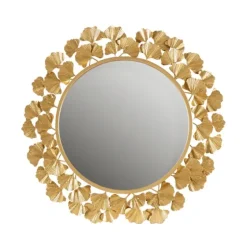 Gold Foil Leaf Framed Round Wall Mirror-Kirkland's Home Outlet