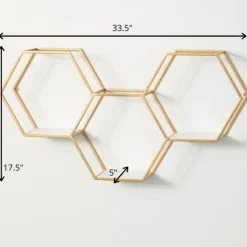 Gold Hexagonal Metal Frame White Wall Shelf-Kirkland's Home Cheap