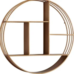 Gold Industrial Circular Metal Shelf-Kirkland's Home Discount