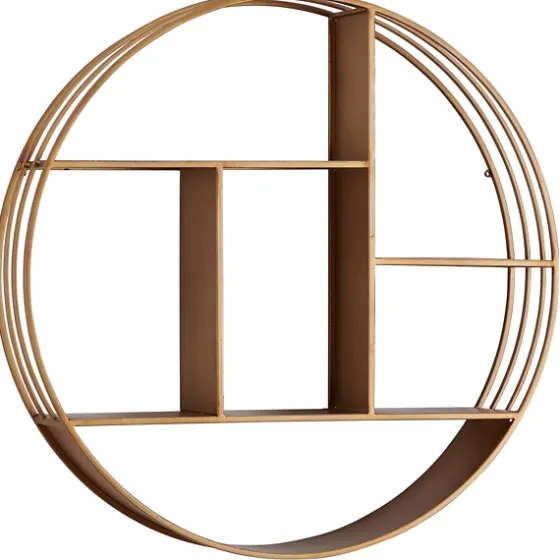 Gold Industrial Circular Metal Shelf-Kirkland's Home Discount