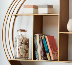 Gold Industrial Circular Metal Shelf-Kirkland's Home Discount
