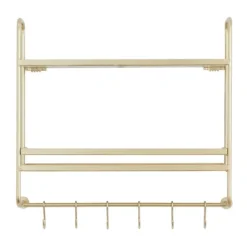 Gold Iron Frame Wall Shelf With Hooks-Kirkland's Home Shop