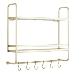 Gold Iron Frame Wall Shelf With Hooks-Kirkland's Home Shop