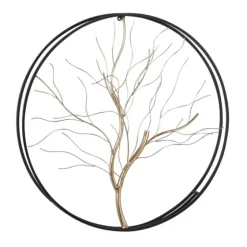 Gold Iron Leaf-Less Tree Round Frame Wall Plaque-Kirkland's Home Hot