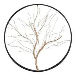 Gold Iron Leaf-Less Tree Round Frame Wall Plaque-Kirkland's Home Hot