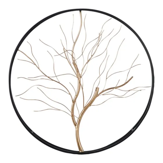 Gold Iron Leaf-Less Tree Round Frame Wall Plaque-Kirkland's Home Hot