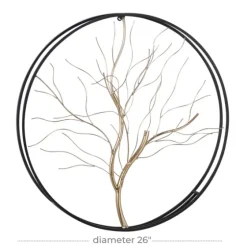 Gold Iron Leaf-Less Tree Round Frame Wall Plaque-Kirkland's Home Hot