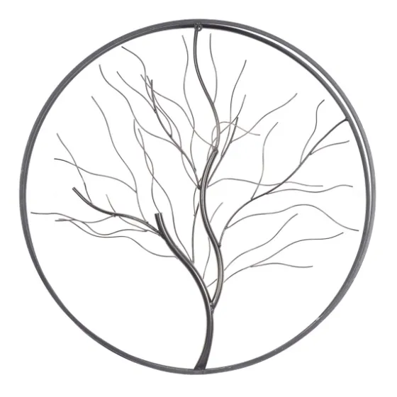 Gold Iron Leaf-Less Tree Round Frame Wall Plaque-Kirkland's Home Hot