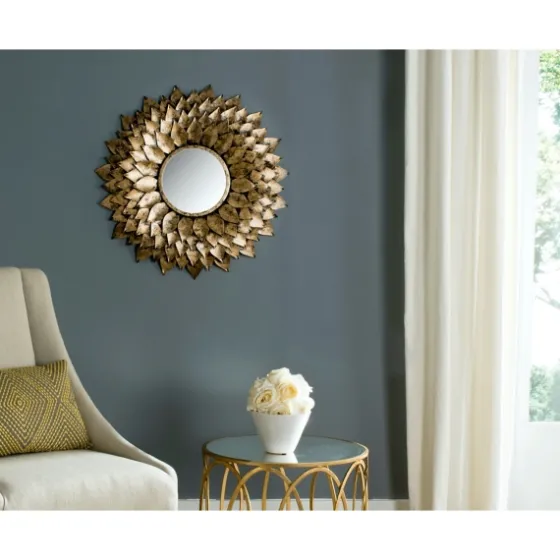Gold Iron Sunburst Round Frame Mirror-Kirkland's Home Best