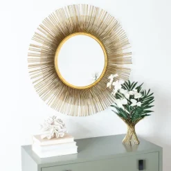 Gold Layered Burst Frame Round Wall Mirror-Kirkland's Home Discount
