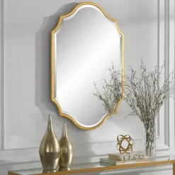 Gold Leaf Curved Metal Wall Mirror-Kirkland's Home Fashion