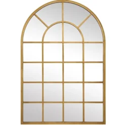 Gold Leaf Metal Windowpane Arch Frame Mirror-Kirkland's Home New