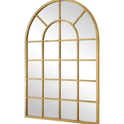 Gold Leaf Metal Windowpane Arch Frame Mirror-Kirkland's Home New