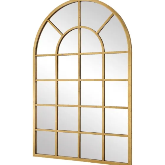 Gold Leaf Metal Windowpane Arch Frame Mirror-Kirkland's Home New