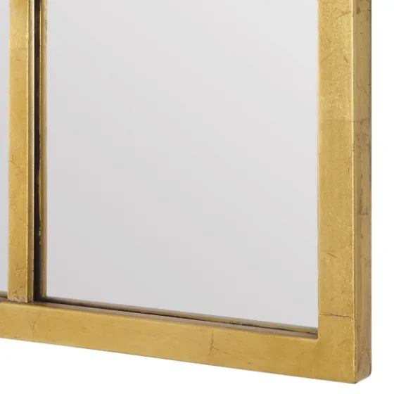 Gold Leaf Metal Windowpane Arch Frame Mirror-Kirkland's Home New