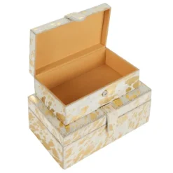 Gold Leather Hide Rustic 2-Pc. Box Set-Kirkland's Home Cheap